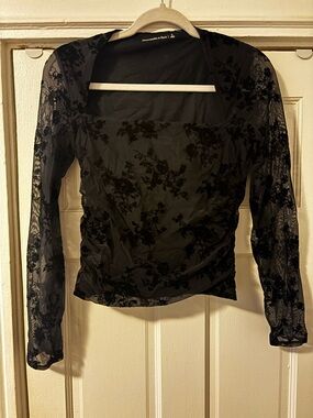 Abercrombie Floral Velvet Lace Long Sleeve Top - Small